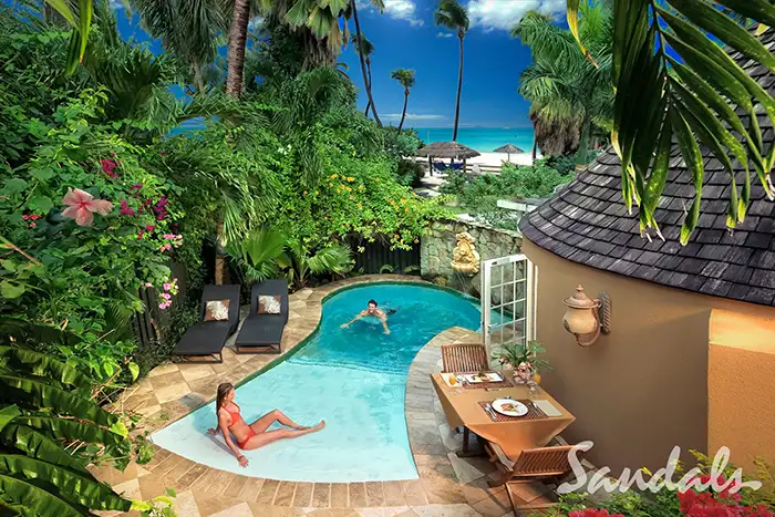 A private plunge pool at a Sandals Resort