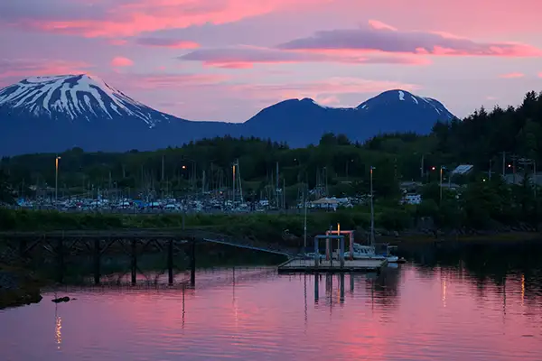The remote town of Sitka, Alaska at dusk (c)Uncruise