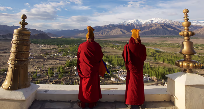 Two monks looking over the horizon
