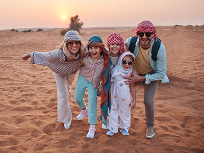 Family in the desert