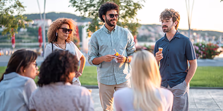 Young professionals outside