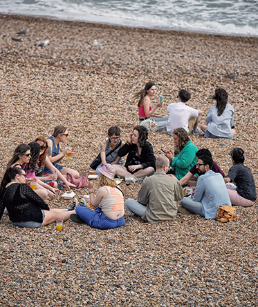 Team meetings on the beach